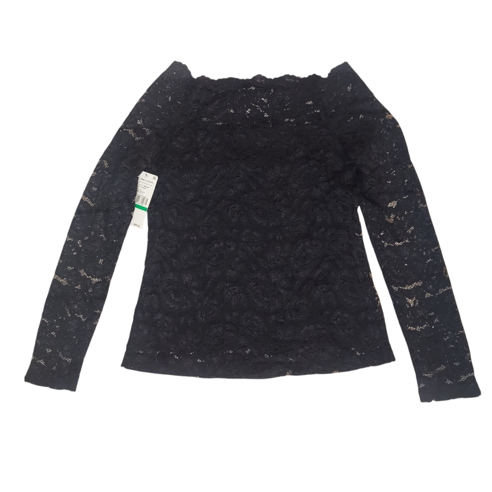 Karen Kane Lace Wine Country Off-Shoulder Top NWT Black Size L Made in U…